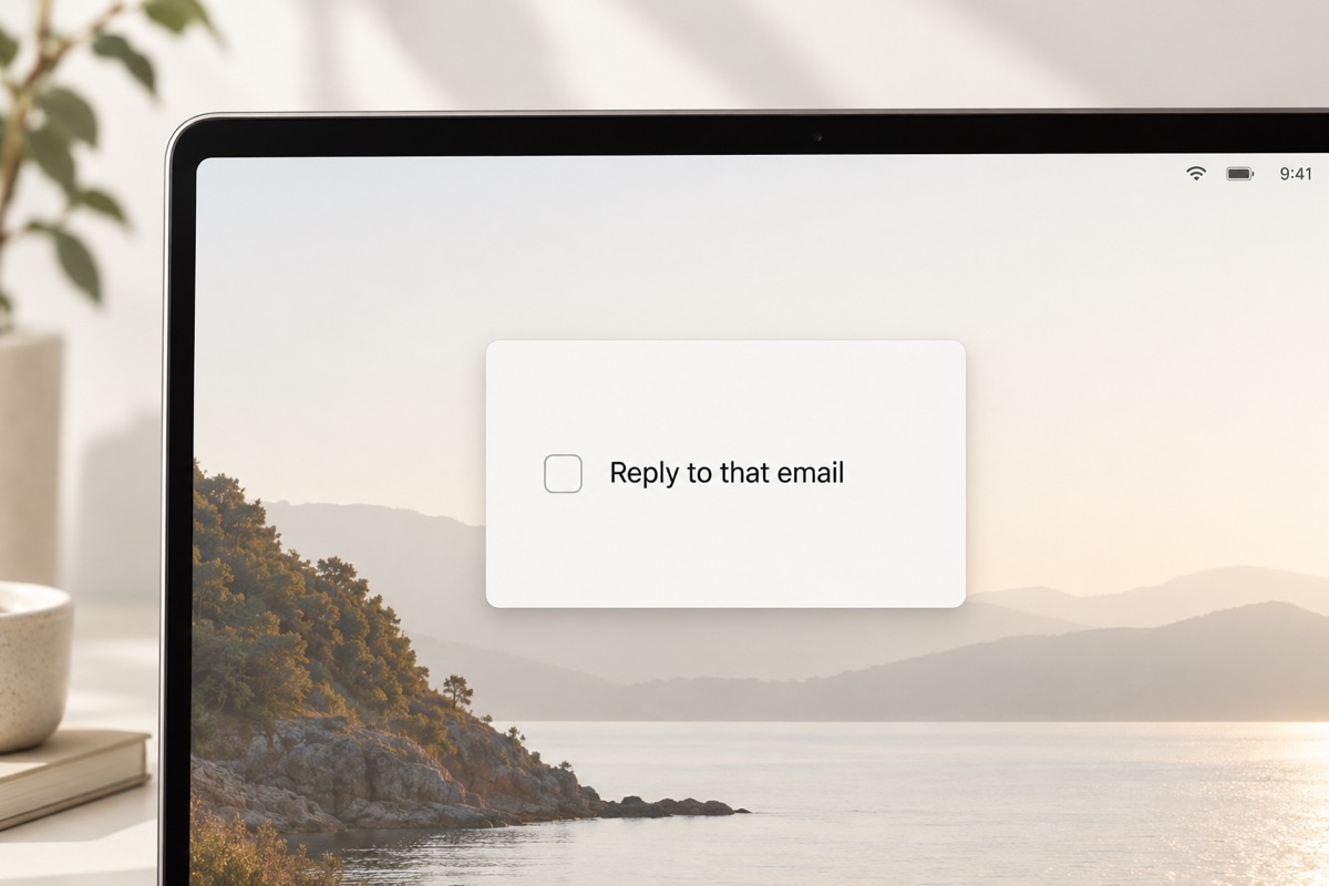 A minimal to-do window holding exactly one task