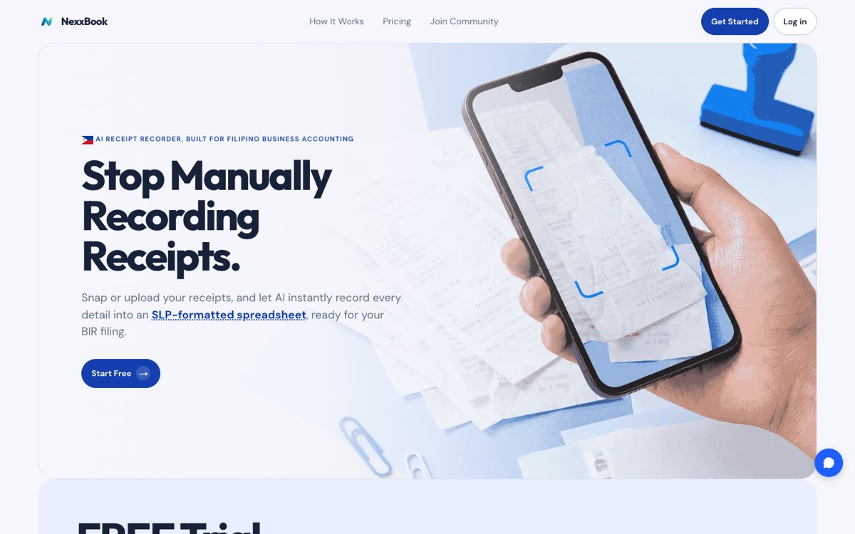NexxBook landing page: Stop manually recording receipts